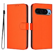 זול תיק טלפון אחר-טלפון מגן עבור Pixel 9 Pro Pixel 9 Pro XL Pixel 8 Pro Pixel 8 פיקסל 9 Pixel 7 Pixel 7 Pro Pixel 6 Pixel 6 Pro כיסוי הפוך עם מעמד עם רצועת יד חריץ לכרטיס רטרו TPU עור PU