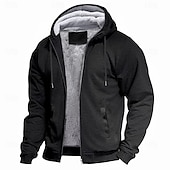 cheap Fleece Sweatshirts-Men&#039;s Zip Hoodie Sweatshirt Fleece Hoodie Thick Hoodies Navy Blue+Light Gray Dark Gray+Black Black Red Navy Blue Hooded Plain Work Sports &amp; Outdoor Casual Streetwear Basic Casual Spring &amp; Fall