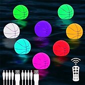 halpa Vedenalaiset valot-rgb kelluva led-urheilupallo yövalo, usb-ladattavat vedenpitävät uima-altaan valot lapsille, ulkopuutarha, uima-allas  &amp; lahja jalkapallo, koripallo ja baseball 6/4/2/1kpl