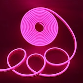 voordelige Neon LED-verlichting-5m waterdichte led neon buislamp, flexibele stripverlichting enkele kleur voor binnen en buiten decoratief 12v eu/uk/us/au stekker