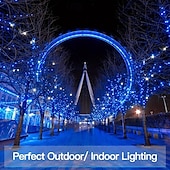 abordables Funciona con energía solar-Elegante cadena de luces de alambre de cobre alimentada por energía solar para fiestas de recepción de bodas, 100/200/300 LED con 8 modos para jardín, Navidad, bodas, fiestas&amp;amp;Decoración exterior