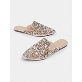voordelige Damesklompen &amp; Muiltjes-dames versierde instapmuiltjes met strass – glamoureuze platte schoenen met puntige neus voor bruiloften en speciale gelegenheden