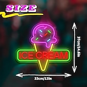Χαμηλού Κόστους Neon LED Φώτα-παγωτό φωτιστικό νέον, πολύχρωμο φως led νέον, με τροφοδοσία USB με έλεγχο φωτεινότητας για καφέ, κατάστημα, υπνοδωμάτιο, διακόσμηση τοίχου εστιατορίου