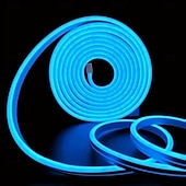 voordelige Neon LED-verlichting-5m waterdichte led neon buislamp, flexibele stripverlichting enkele kleur voor binnen en buiten decoratief 12v eu/uk/us/au stekker