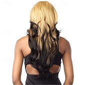 tanie Peruki najwyższej jakości-Peruki syntetyczne Falowana Fryzura asymetryczna Peruka Krótkie Czarny / Blond Włosie synetyczne Damskie Modny design Miękka Natutalne Czarny Złoty