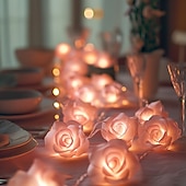 abordables Guirlandes lumineuses à piles-Guirlande lumineuse élégante de roses pour réception de mariage, guirlande lumineuse à piles 40/20/10 LED 6 m/3 m/2 m pour Noël&amp;amp;décorations de fête, décorations de mariage et de Saint-Valentin