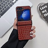 お買い得  サムスン用ケース-電話 ケース 用途 Zフリップ6 Z Flip 5 Z Flip 4 Z Flip 3 バックカバー 耐衝撃 レトロ風 TPU PUレザー