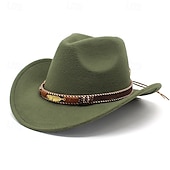 abordables Chapeau Fedora-Homme Chapeau du Kentucky Derby Chapeau de Soleil Chapeau de Cowboy Chapeau Fedora Trilby Noir Rouge Laineux Le style rétro Mode 18ème Siècle État du Texas Quotidien Le thème de la fête Couleur Unie