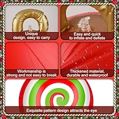 economico Decorazioni per esterni-palla gonfiabile decorata per esterni di Natale da 60 cm (23,6 pollici) enormi ornamenti di Natale grandi palline di caramelle alla menta piperita per albero cortile prato giardino portico palline gonfiabili ornamenti con pompa