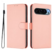 זול תיק טלפון אחר-טלפון מגן עבור Pixel 9 Pro Pixel 9 Pro XL Pixel 8 Pro Pixel 8 פיקסל 9 Pixel 7 Pixel 7 Pro Pixel 6 Pixel 6 Pro כיסוי הפוך עם מעמד עם רצועת יד חריץ לכרטיס רטרו TPU עור PU