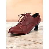cheap 1950s-Women&#039;s Vintage Oxford Lace-Up Shoes - Retro Style Kitten Heel Brogue Design, Perfect for Office Wear and Classic Outfits