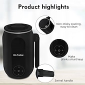 お買い得  コーヒー・紅茶器具-泡立て用の電動ミルク泡立て器、回転式ハンドル付き 4-in-1 ミルクスチーマー、コーヒー/ラテ/カプチーノ用フォームメーカー