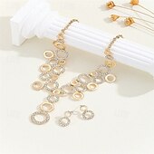cheap Jewelry Sets-Bridal Jewelry Sets Two-piece Suit Zircon Rhinestone 1 Necklace Earrings Women&#039;s Elegant Vintage Personalized Cute Geometrical Precious Blessed Round Jewelry Set For Wedding Party Party Evening