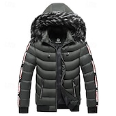 preiswerte Daunenjacken &amp; Parkas für Herren-Herren Wintermantel Daunenjacke Gepolstert Tasche Abnehmbare Kapuze Polyester Urlaub Alltagskleidung Date Regulär Mode Lässig Bequem Thermowarm Herbst Winter Farbblock Wein Schwarz Gelb Dunkelgrün