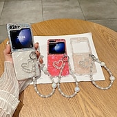 Недорогие Чехлы для Samsung-телефон Кейс для Назначение SSamsung Galaxy Z-флип 6 Z Flip 5 Z Flip 4 Z Flip 3 Кейс на заднюю панель с ремешком на запястье Защита от удара Ретро ПК