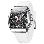 cheap Quartz Watches-OLEVS Men Quartz Watch Fashion Casual Wristwatch Moon phase Luminous Calendar Waterproof Silicone Gel Watch