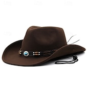 olcso Fedora kalap-Férfi Kentucky Derby Hat Szalmakalap Cowboy kalap Fedora Trilby kalap Fekete Bor Gyapjú Régies stílus Divat 18. század Texas állam Napi Témakör Egyszínű / Sima szín Fényvédő Szerepjáték