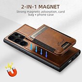 Недорогие Чехлы для Samsung-телефон Кейс для Назначение S24 S24 Ultra Plus S23 Ultra Plus S23 S22 S22 Плюс Ультра S25 Ультра Кейс на заднюю панель со стендом Съемный Магнитный Ретро ТПУ ПК Кожа PU