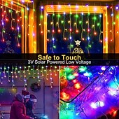 זול מופעל באמצעות אנרגיה סולארית-4m 96leds חיצוני סולארי קרח בר מחרוזת אור חצר מרזבים מרפסת גדר מדרגות חג המולד חתונה אווירה חגיגית מחרוזת אור דקורטיבית