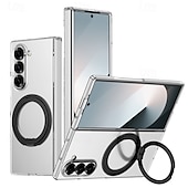 cheap Samsung Cases-Phone Case For Samsung Galaxy Z Fold 6 Back Cover with Stand Holder Transparent Support Wireless Charging PC