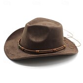 cheap Fedora Hat-Men&#039;s Kentucky Derby Hat Sun Hat Cowboy Hat Fedora Trilby Hat Black Red Polyester Vintage Style Fashion 18th Century State of Texas Daily Theme Party Solid / Plain Color Sunscreen Cosplay