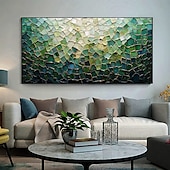 cheap Still Life Paintings-Handmade Original Nordic Minimalism Oil Painting On Canvas Contemporary Abstract Green Impasto Texture Wall Art for Home Decor With Stretched Frame/Without Inner Frame Painting