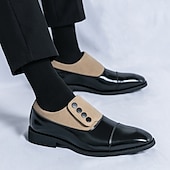 tanie Półformalny-męskie, vintage, formalne buty typu oxford – dwukolorowa sztuczna skóra i zamszowe guziki, idealne na spotkania biznesowe i specjalne okazje