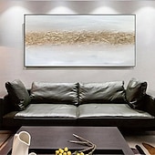abordables Peintures Abstraites-peintures abstraites en or peintes à la main en 3D peinture dorée peinture abstraite en or blanc peinte à la main peinture acrylique blanche et dorée élégante art mural abstrait en or blanc peinture à