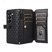お買い得  サムスン用ケース-電話 ケース 用途 Zフォールド6 Z Fold 5 Z Fold 4 Z Fold 3 フリップカバー スタンド付き ジッパ－ リストストラップ付き レトロ風 TPU PUレザー