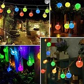 abordables Guirlandes solaires-Guirlande lumineuse solaire à LED, 10 m/20 m/30 m/50 m, lumières acryliques étanches pour l&#039;extérieur avec télécommande, plug-in pour les vacances de Noël, les fêtes,&amp;amp;décoration de jardin prise