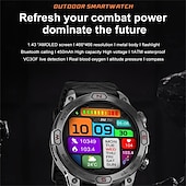 cheap Smartwatch-KC86 Smart Watch 1.43 AMOLED Screen 1ATM Waterproof Compass Altitude Barometer LED Flashlight Sports Watch