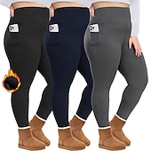 abordables Leggings y mallas de yoga-Mujer Pantalones de yoga Leggings con forro polar Mallas Leggings de Yoga Bolsillos laterales Levantamiento de tope Control de barriga Alta cintura Pilates Entrenamiento de gimnasio Rutina de
