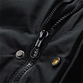 cheap Men&#039;s Downs &amp; Parkas-Men&#039;s Winter Jacket Puffer Jacket Hoodie Jacket Parka Pocket Polyster Fleece lined Daily Wear Date Vacation Long Fashion Casual Comfortable Thermal Warm Fall &amp; Winter Solid / Plain Color Black Army