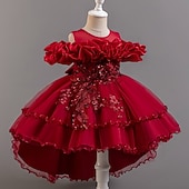 Copii Fete Rochie de petrecere Floral Floare Manșon scurt Nuntă Ocazie specială Zdrobit Fermoar Frumoasa Dulce Bumbac Poliester Asimetric Rochie de petrecere Vară Primăvară Toamnă 4-13 ani Alb ieftine Rochii de Petrecere-Copii Fete Rochie de petrecere Floral Floare Manșon scurt Nuntă Ocazie specială Zdrobit Fermoar Frumoasa Dulce Bumbac Poliester Asimetric Rochie de petrecere Vară Primăvară Toamnă 4-13 ani Alb