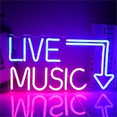 Недорогие Неоновые LED огни-живая музыка неоновая вывеска светодиодная, большая синяя &amp;розовый неоновый свет для студии, бара, спальни, вечеринки, декора стен клуба - питание от USB