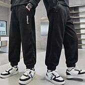 billiga Underdelar-Barn Pojkar Joggingbyxor Byxor Ficka Bokstav Andningsfunktion Mjukt Komfort Byxor Träning Sport Dagligen Svart Kaki Mid midja