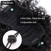 abordables Queue-de-cheval-Extensions de cheveux synthétiques courtes en chignon bouclé crépu avec cordon de serrage pour femmes noires et filles