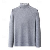 cheap Men&#039;s Pullover Sweater-Men&#039;s Pullover Sweater Jumper Knit Sweater Ribbed Knit Regular Knitted Plain Turtleneck Fashion Casual Daily Wear Date Clothing Apparel Fall &amp; Winter Wine Black S M L