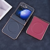 halpa Samsung-kotelot-puhelin Etui Käyttötarkoitus Z-kääntö 7 Z Flip 6 Z Flip 5 Z Flip 4 Z Flip 3 Takakuori Magneetti Tukee langatonta latausta Iskunkestävä Retro Hiilikuitu Pinnoitus