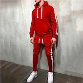 cheap Tracksuits-Men&#039;s Tracksuit Jogging Suit 2 Piece Casual Fall Long Sleeve Breathable Soft Fitness Gym Workout Running Sportswear Activewear Color Block Dark Grey Black White