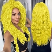abordables Perruques Synthétiques Sans Bonnet-perruque longue bouclée ondulée perruque de remplacement de cheveux synthétiques duveteux ombré naturel avec ligne de cheveux libre pour costume cosplay fête perruques de fête de Noël adaptées