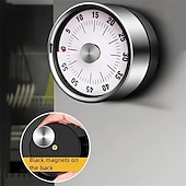 baratos Eletrodomésticos de Cozinha-Temporizador de cozinha mecânico de aço inoxidável, formato redondo, ímã, contagem regressiva de 60 minutos, relógio de cozimento, alarme, lembrete de tempo