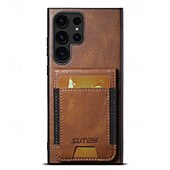 ieftine Carcasă Samsung-telefon Maska Pentru S24 Ultra Plus S23 Ultra Plus S22 Plus Ultra S25 Ultra Capac Spate rezista Loc pentru card Anti Șoc Retro TPU PC PU piele
