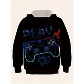 billiga Pojkens 3D Sporter &amp; Spel-Pojkar 3D Grafisk Spel Huvtröja Långärmad Vår Höst Mode Streetwear Barn 4-12 år Huva Utomhus Ledigt Dagligen Normal