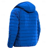 baratos jaquetas e casacos gráficos masculinos-Homens Gráfico Rena Natal Baixa Casaco puffer Prova-de-Água Leve Casual Ao ar livre Diário Feriado Imprimir Outono Inverno Com Capuz Manga Longa Vermelho Azul Royal Verde Tropa