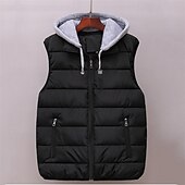 preiswerte Herren Steppweste-Herren Puffer Weste Kapuzenweste Gepolstert Weste Steppweste Täglich Verabredung Urlaub Modisch Brautkleider schlicht Herbst Winter Tasche Polyester warm halten Komfortabel Feste Farbe Reisverschluss