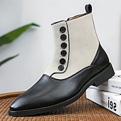 abordables Bottes habillées-bottines à boutons en similicuir bicolore pour hommes – bottines de style victorien vintage pour occasions formelles et décontractées
