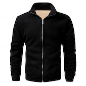 preiswerte Herrenjacken &amp; Herrenmäntel-Herren Winterjacke Freizeitjacke Täglich Urlaub warm Tasche Vlies Herbst Winter Glatt Modisch Strassenmode Ständer Standard Schwarz Hell Gray Armeegrün Dunkelblau Jacken