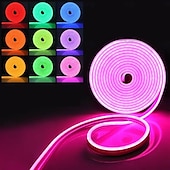 voordelige Neon LED-verlichting-5m waterdichte led neon buislamp, flexibele stripverlichting enkele kleur voor binnen en buiten decoratief 12v eu/uk/us/au stekker