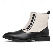 abordables Bottes habillées-bottines à boutons en similicuir bicolore pour hommes – bottines de style victorien vintage pour occasions formelles et décontractées
